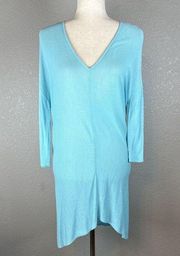 Kerisma Womens Lightweight Tunic Top Size M Medium L Large Aqua Blue 3/4 Sleeve