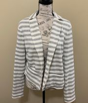 White & Gray Striped Blazer Jacket