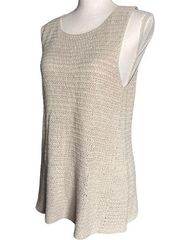 Chico's Linen Cotton Blend Crochet Knit Beachy Tunic Tank Top Size 2 US Medium