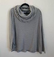 Jack by BB Dakota Gray and White Stripe Cowl Neck Sweater Large