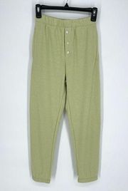 DONNI. Womens NEW Sweater Henley Sweatpant Sz XXS Lime Pockets Buttons Soft
