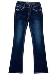 Wallflower Jeans Sz 1 Dark Wash Embellished Stretch Bootcut Denim