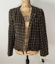 Slate & Willow Size M Shaina Lined Plaid Jacket Fall Colorful Retro Ruffle