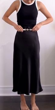 A-line High Waist Satin Skirts