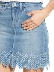 Sam Edelman The Jenny Laser Hem Denim Miniskirt Sz 29 Embroidered