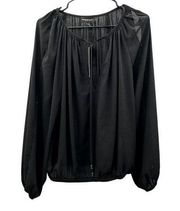 Fifteen Twenty Black Long Sleeve Tie Front Lightweight Blouse Size M