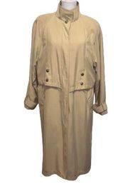 Vintage Valerie Stevens Women's Microfiber Tan Lined Trench Coat Size 14 P