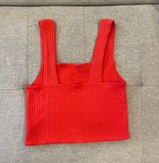 Red Ribbed Tank Top 