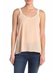 NWT Womens Nordstrom Rack Bobeau Peach Contrast Trim V-Neck Cami Tank Top - Sz M