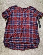 Massini women’s extra large short sleeve plaid top NWT