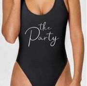 Black High Cut One Piece Swimsuit "The Party" Size Large