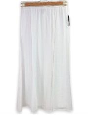 JM Collection - Flowy Bohemian White Maxi Skirt - S