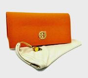 Tory Burch Glasses Case Burnt Orange with Gold Logo