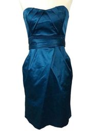 Teeze Me Blue Satin Strapless Cocktail Dress Size 7