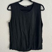 CP Shades Womens Textured Crinkle High Neck Tank Top Black Lightweight large