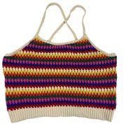 Multicolor Cross Back Strap Cropped Tank Sweater Size XXL