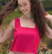 Comfy And Ready Lily Square Neck Tank in Hot Pink