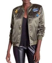 ELODIE | Silky Patch Bomber Bomb Lightning wham Jacket Army Green | Size Medium