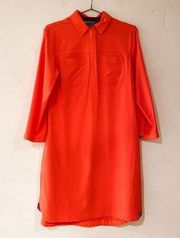 Title Nine Nimblene Collared Athletic Shirt Dress in Bright Coral