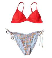 Triangl Farrah Neoprene Crocheted Orange Bikini Top & Hollister Bikini Bottoms