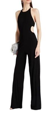 HALSTON Alexis Open back Jersey Jumpsuit Black Size 4 NWT