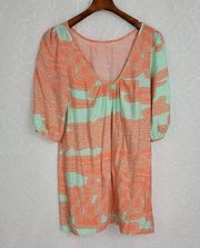 Needle & Thread Women's Orange & Green Shift Dress