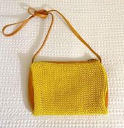Ochre Crochet Woven Crossbody Bag Yellow Mustard