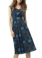 Liz Claiborne Women’s Blue Green Abstract Floral Fit & Flare Dress Size 4