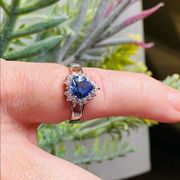 Sterling Silver Tanzanite Heart  Cz Ring size 9