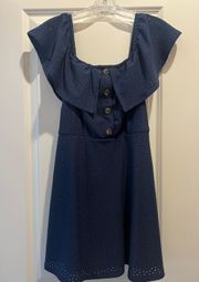 Navy/Dark Blue Off The Shoulder Dress