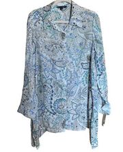 Zac & Rachel Womens Size XL Multicolor Paisley Button Up Shirt Long Sleeve Top