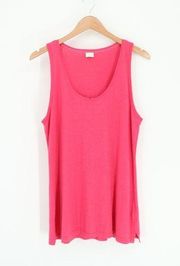 Poetry Punch Pink Hemp Cotton Scoop Neckline Sleeveless Tank Top 12