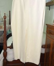 NWT Pencil Skirt Front Slit 95% Wool Silk Lined Classic Ivory Sz 10