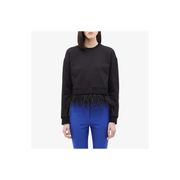 Derek Lam 10 Crosby NEW Black Crewneck Feather Sweater Size S