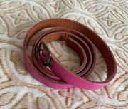 Y2K  Pink Genuine Leather Skinny Belt