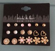 9 Pair Nicole Miller Dainty Earrings - Lovely Set