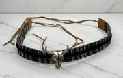 Southwestern Style Bull Head Longhorn Tie Belt Size Small S Womens