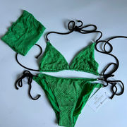 NEW Missoni Mare Zig Zag Bikini Top & Bottom Set Green Women's Size IT 42 / US 6