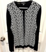 August Silk Heritage Black Leopard Cardigan size XL