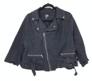 Tripp Women's 2 Apx US L Zip Front Black Jacket Zipper Detail Cropped 3/4 Sleeve
