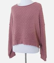 UO Urban Outfitters Mauve Pink Textured Oversized Cropped Pull Over Sweater