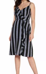 Dex Metallic Striped Ruffled dress