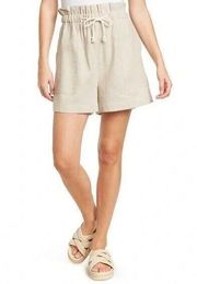 Laundry Safari Beige Beach  Linen Drawstring Shorts Paper bag Waist High Rise XL