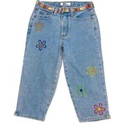 Vintage Arizona Daisy Embroidered Capris Flower Power 90’s