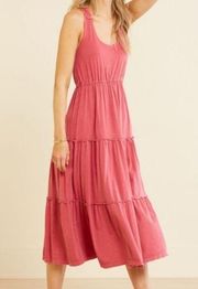 Anthropologie Sundry Casual A-Line Pink Tiered Tank Dress