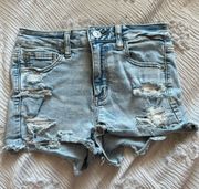 Light Wash Ripped Jean Shorts