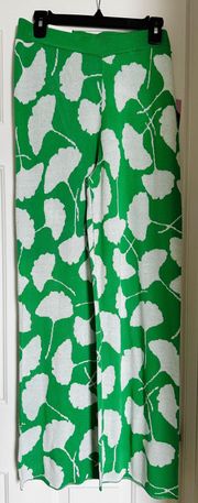 High Waisted Ginkgo Green Sweaterknit Flare Pants DVF  New