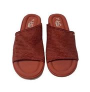 Ryka Perforated Slide Open Toe Knit Sandals-Ellie Adobe Red Size 9