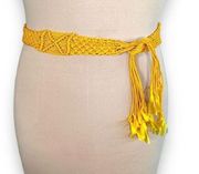 Handmade Marigold Yellow Belt Macrame Fringe Detail Hippie Boho Festival