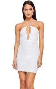 Revolve Nookie Supreme White Sequin Strappy NYE Mini Dress Size S NEW
